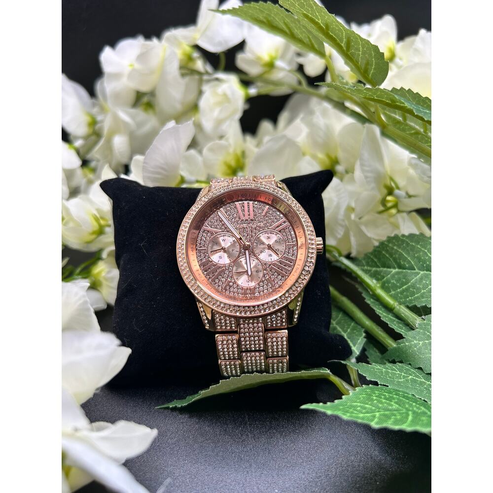 Michael Kors MK6933 Bradshaw Extreme Glitz Rose Gold Pave Chain Link Watch - Picture 5 of 8